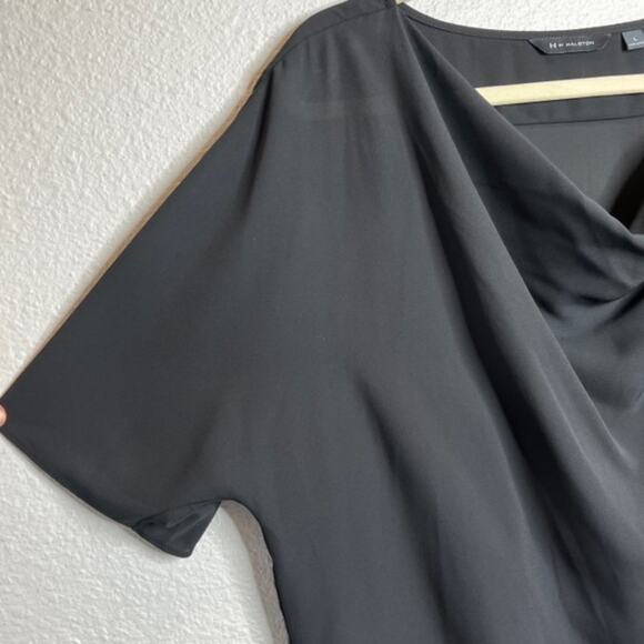 H by Halston Cowl Neck Relaxed Top Black Sz Large - Picture 5 of 8